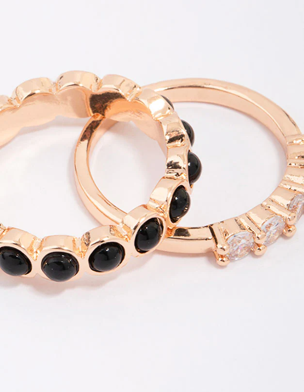 Gold Rounded Band Stacking Rings - Image 3