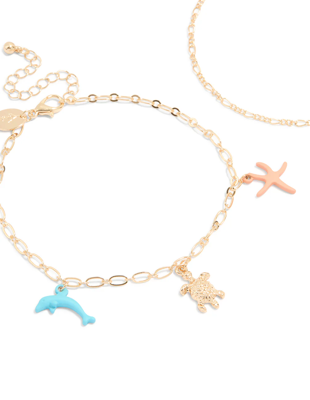 Gold Sea Animal & Chain Anklets 2-Pack - Image 2