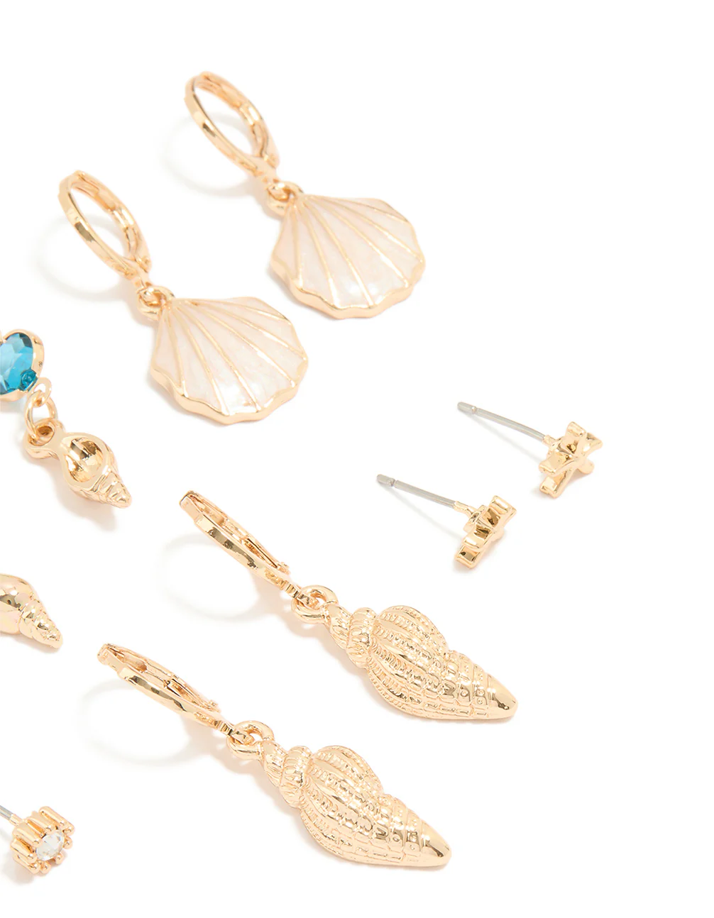 Gold Sea-Themed Hoop Earrings 6-Pack - Image 3