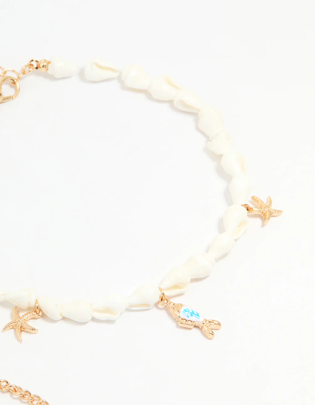 Gold Shell & Fish Charm Anklets 3-Pack - Image 3