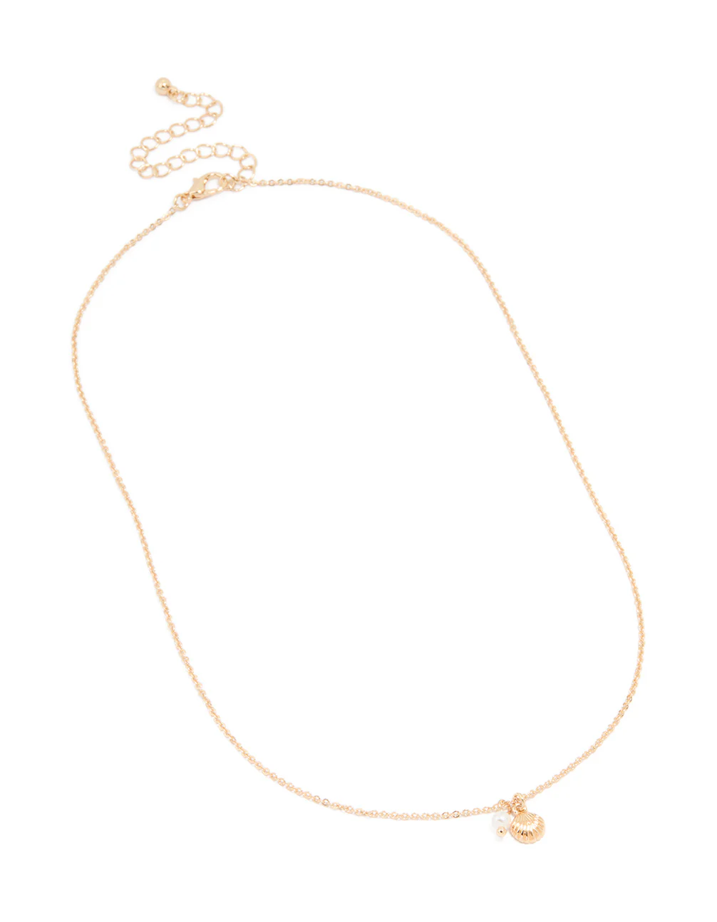 Gold Shell & Pearl Pendant Necklace - Image 2