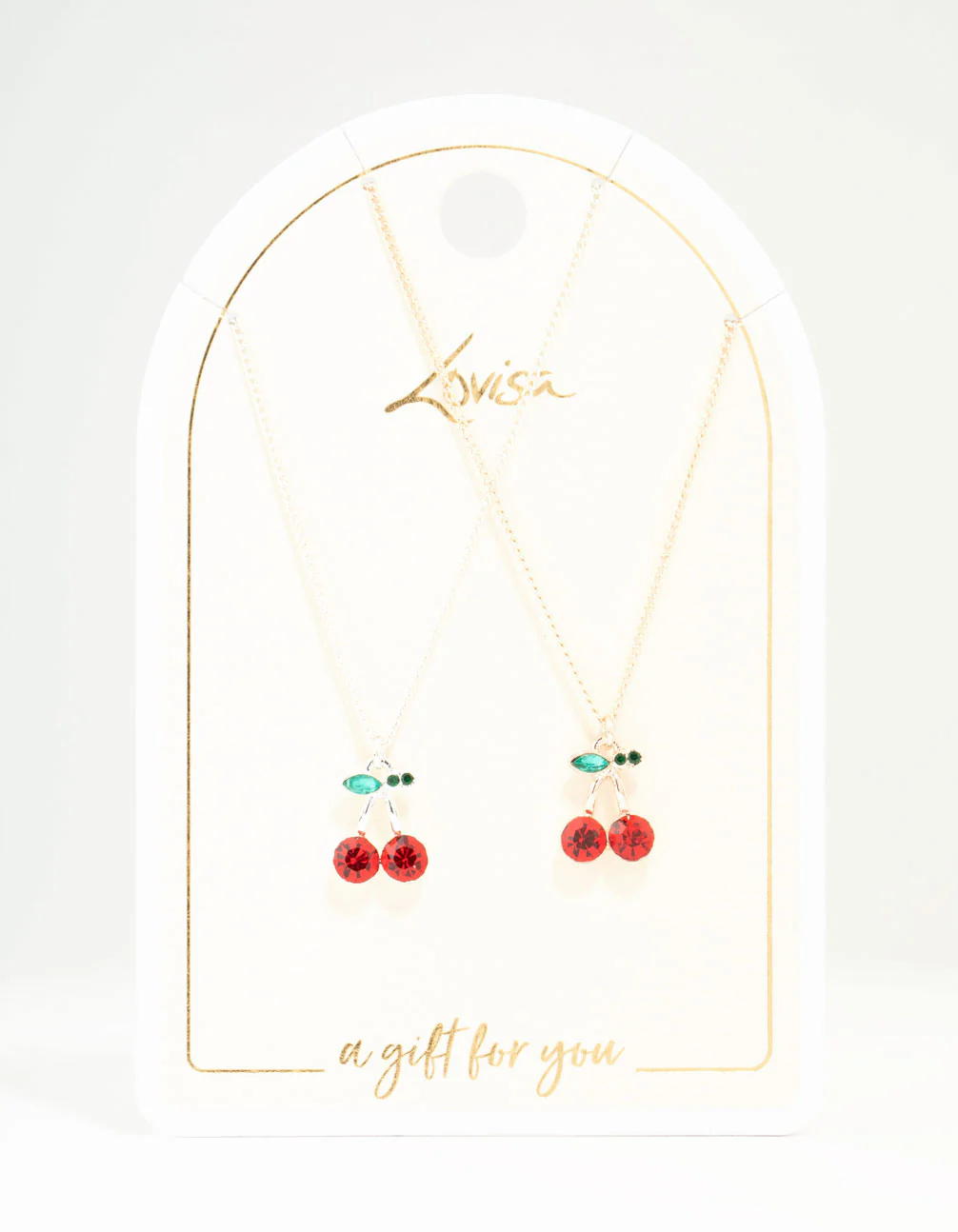 Gold & Silver Diamante Cherry Necklaces 2-Pack - Image 2