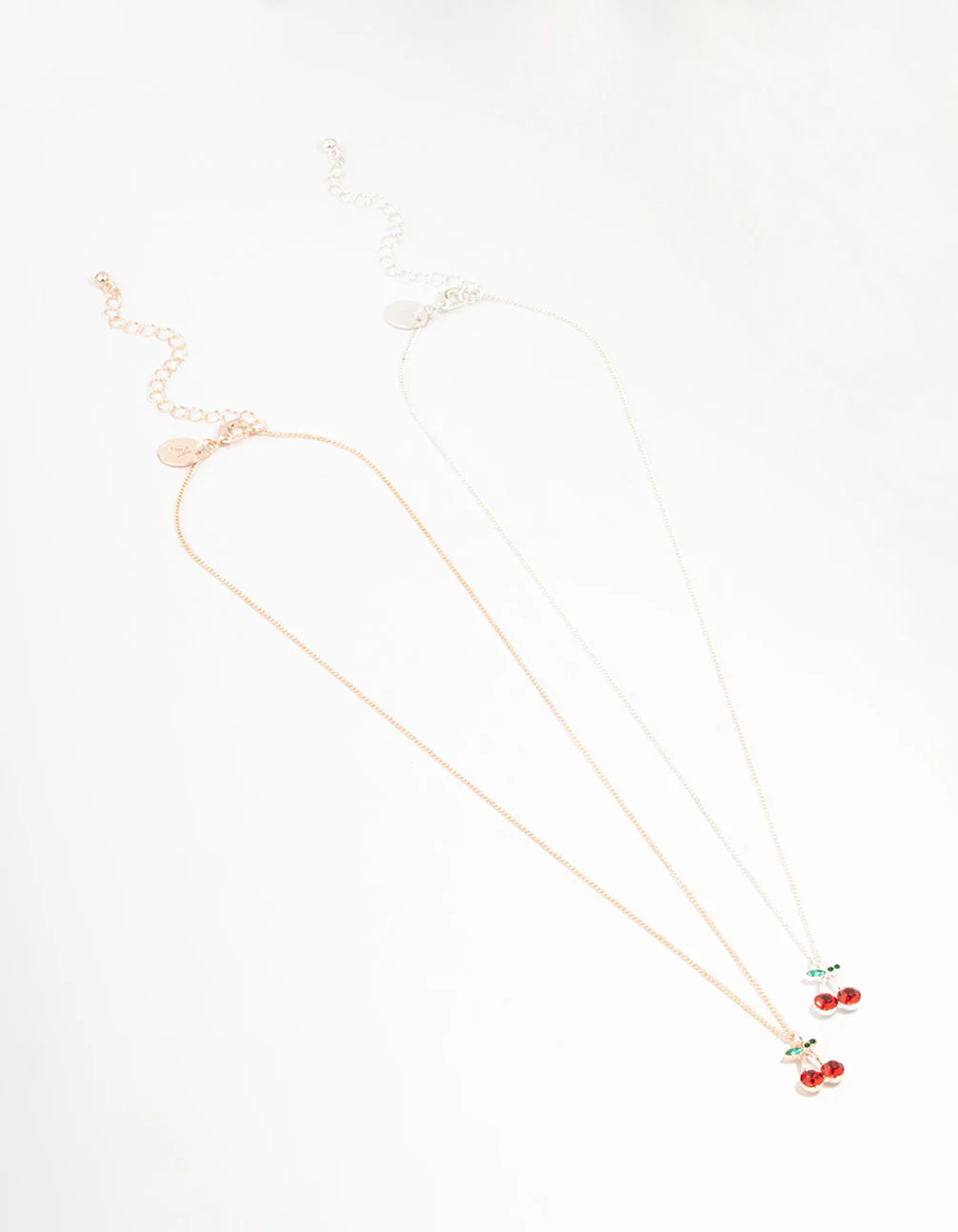 Gold & Silver Diamante Cherry Necklaces 2-Pack - Image 3