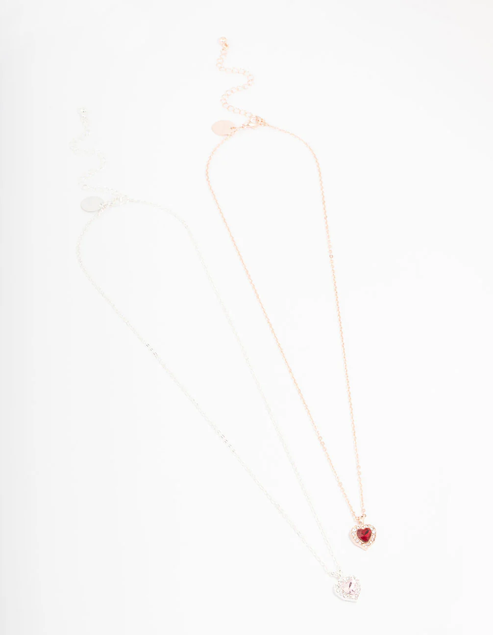 Gold & Silver Mixed Metal Heart Halo Necklace Pack - Image 2
