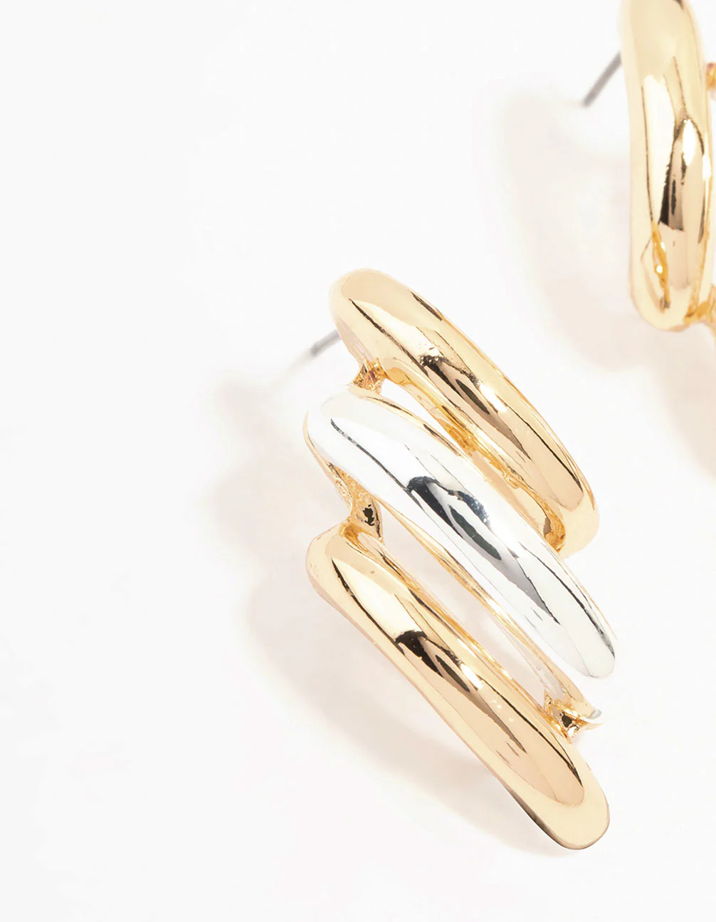 Gold & Silver Layered Stud Earrings - Image 2