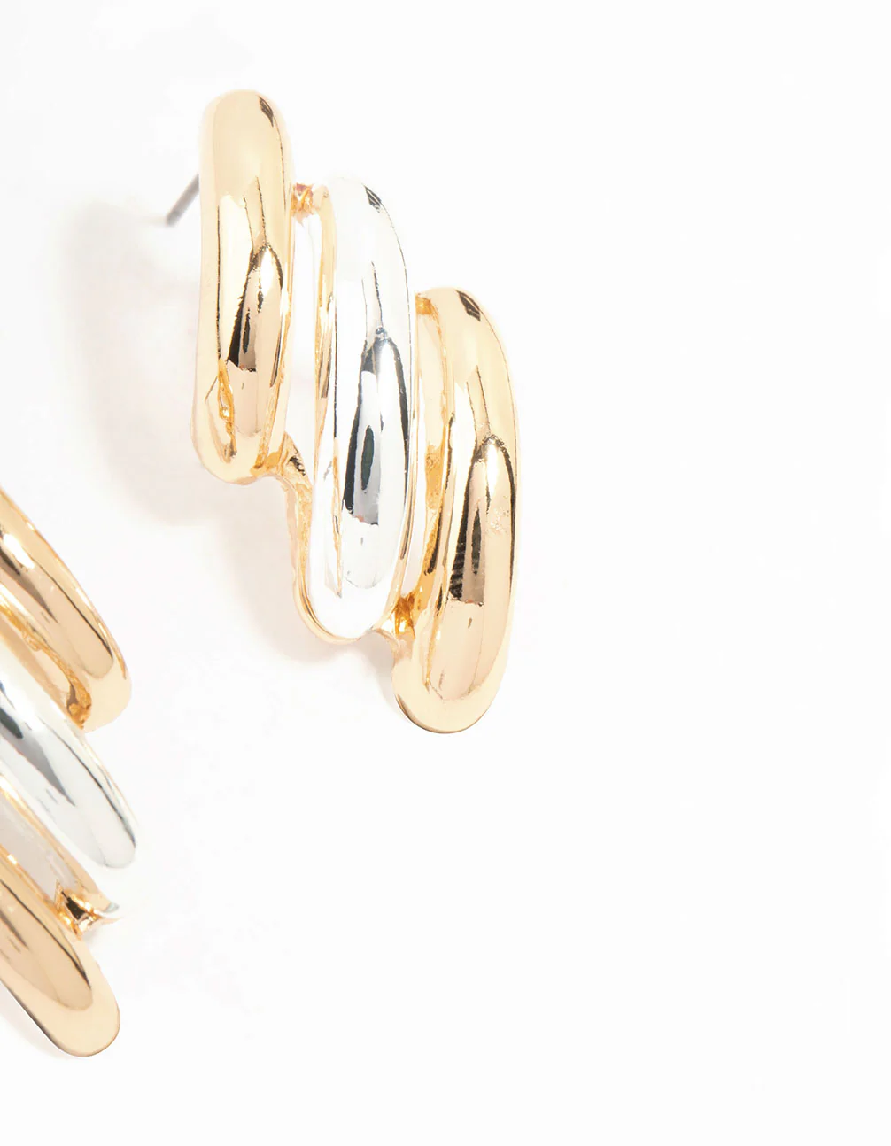 Gold & Silver Layered Stud Earrings - Image 3