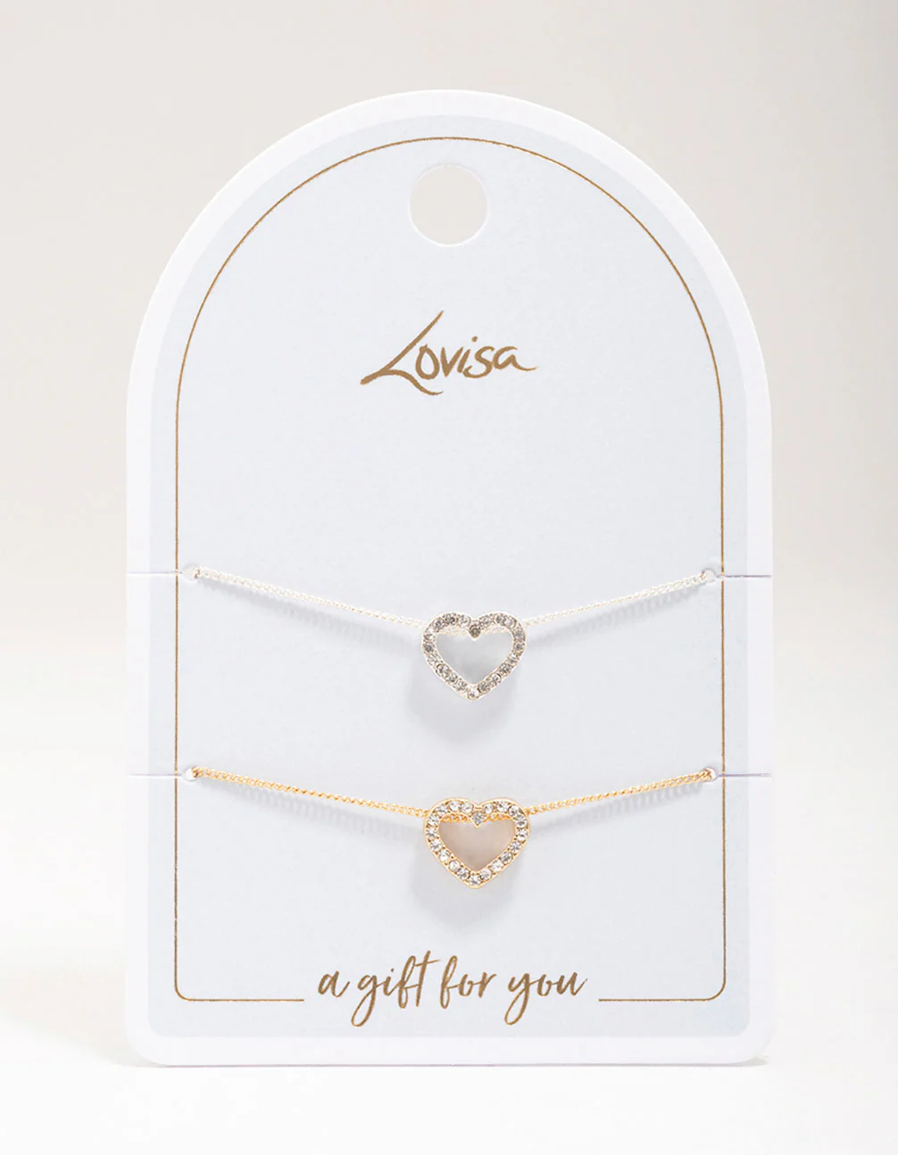Gold & Silver Open Heart Diamante Bracelets 2-Pack - Image 2