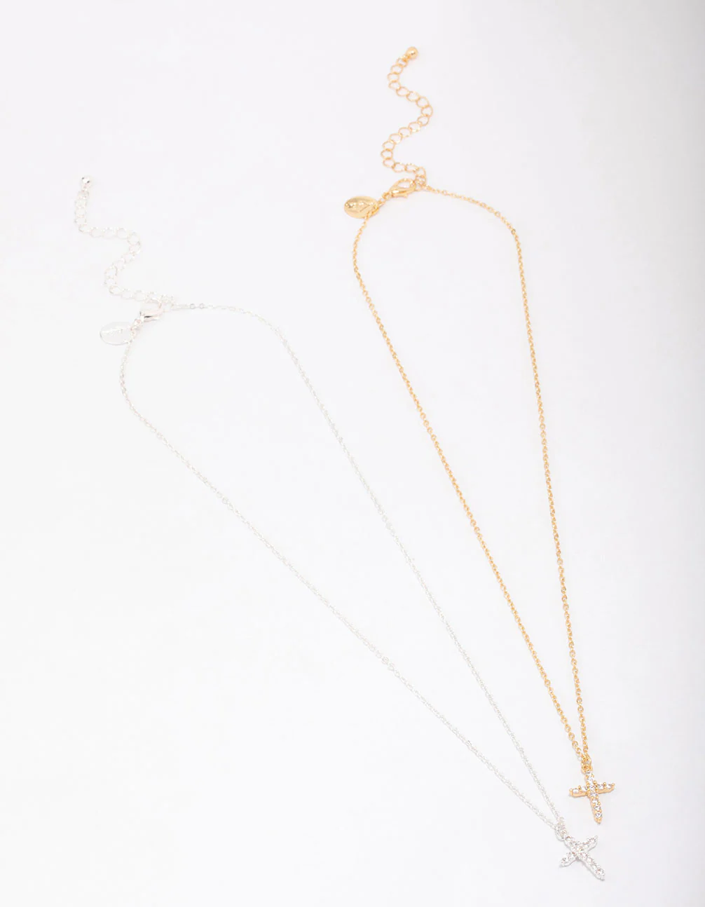 Gold & Silver Plated Cross Cubic Zirconia Pendant Necklace - Image 3