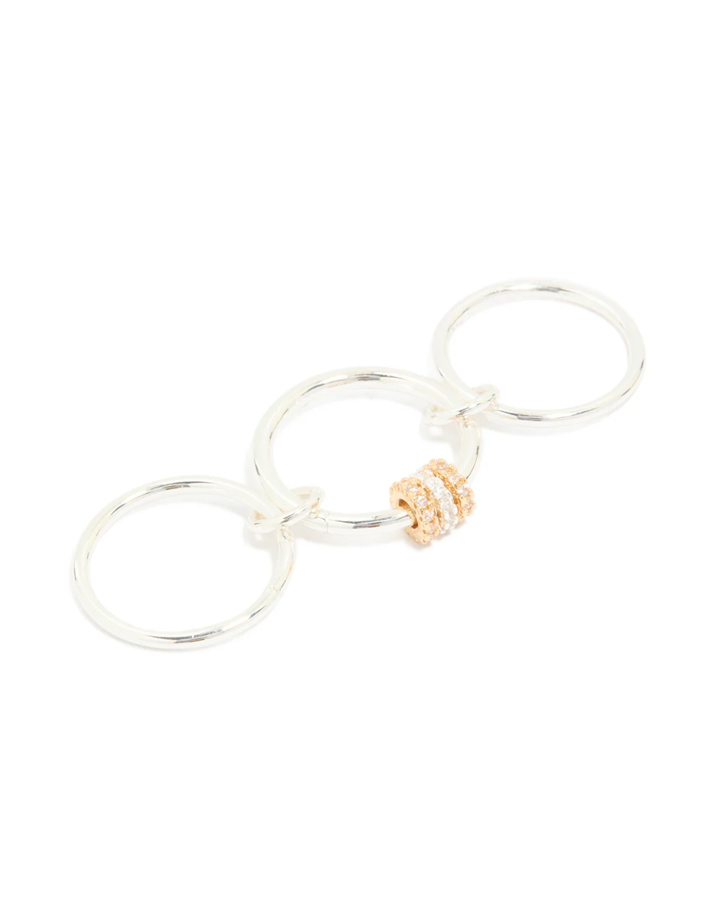 Gold & Silver Plated Cubic Zirconia 3 Loop Rondell Stacked Ring - Image 4