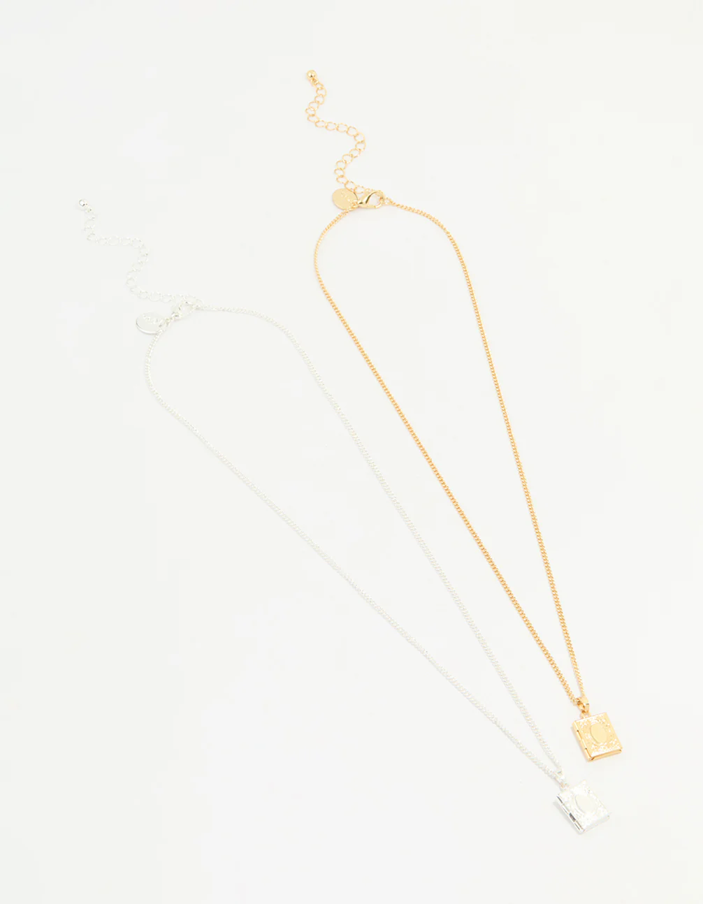Gold & Silver Plated Locket Pendant Necklaces 2-Pack - Image 2