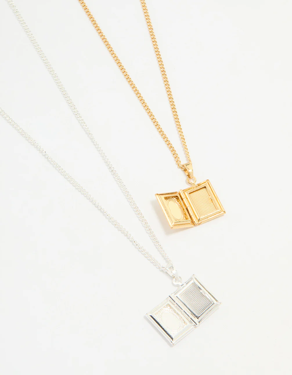 Gold & Silver Plated Locket Pendant Necklaces 2-Pack - Image 3