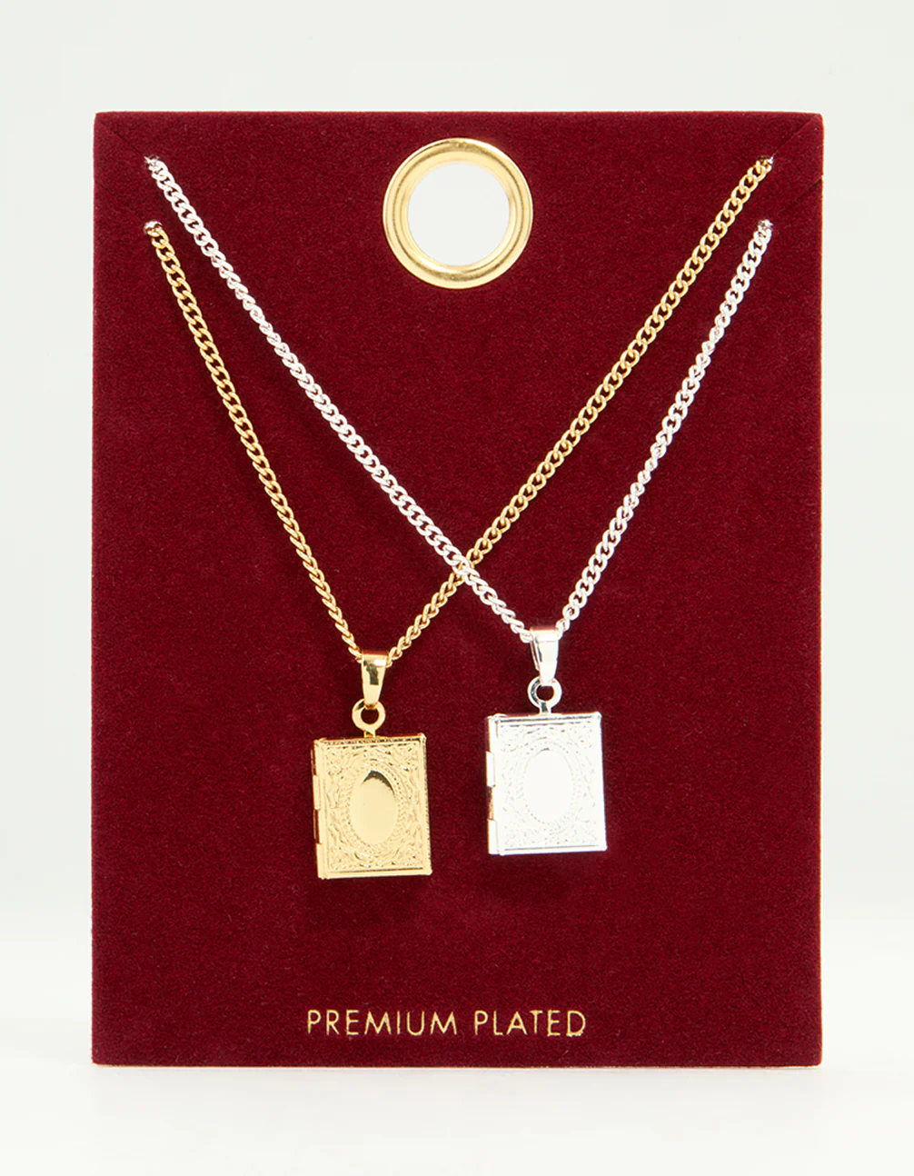 Gold & Silver Plated Locket Pendant Necklaces 2-Pack - Image 4