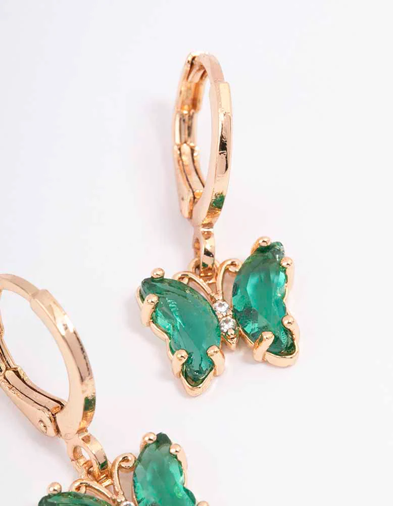 Gold Small Butterfly Huggie Earrings - Image 3