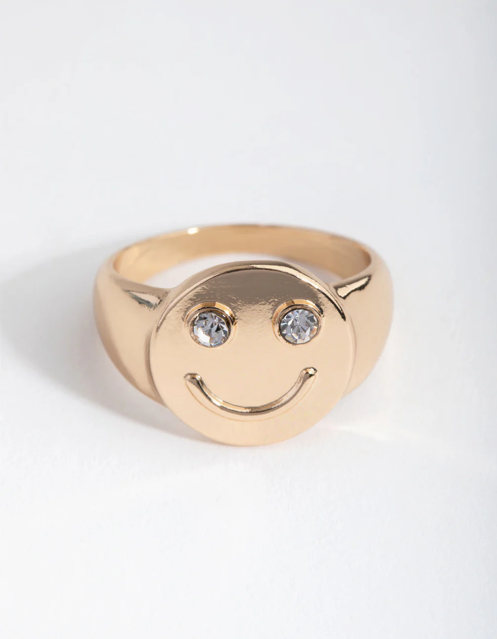 Gold Crystal Smiley Ring - Image 2
