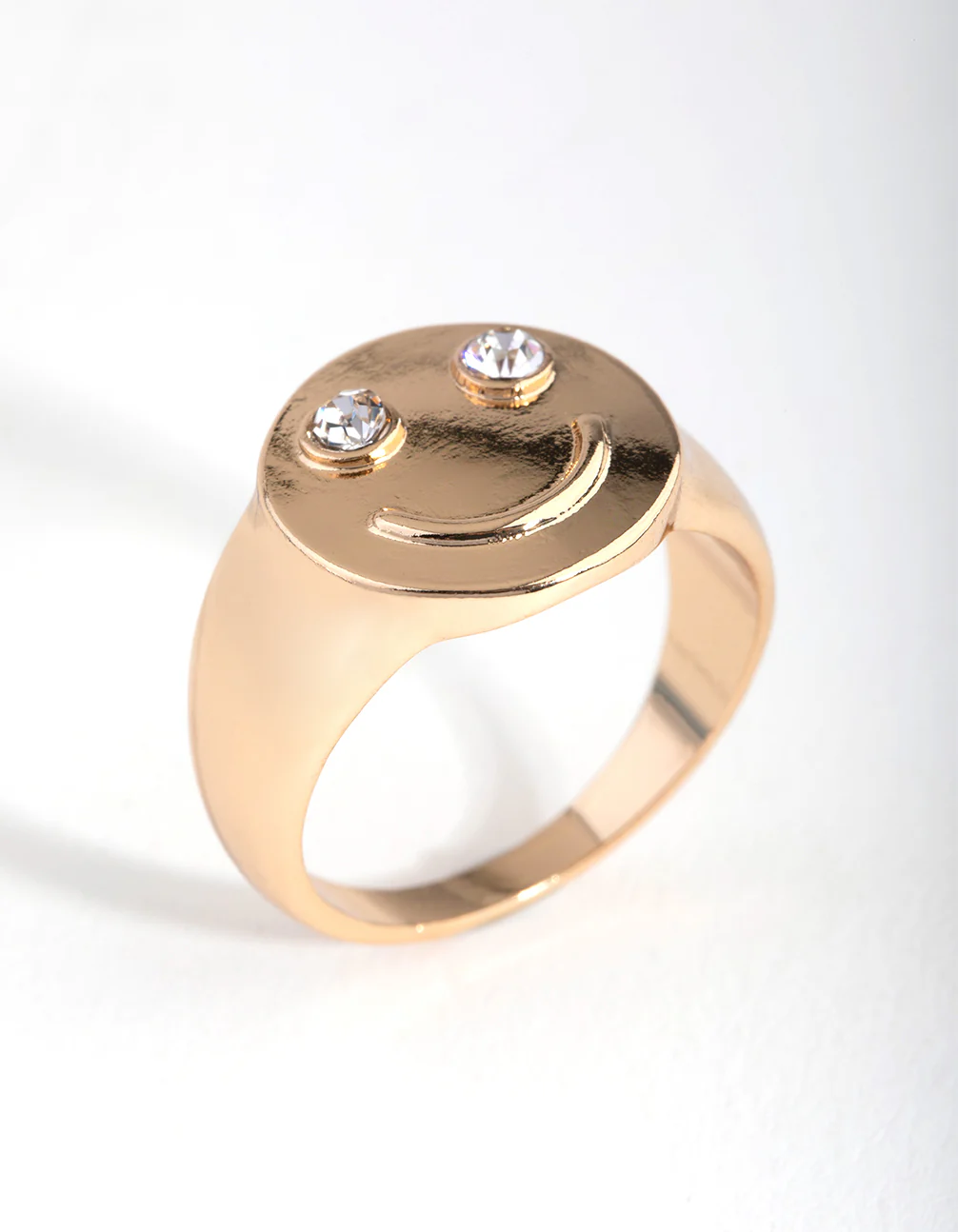Gold Crystal Smiley Ring - Image 3