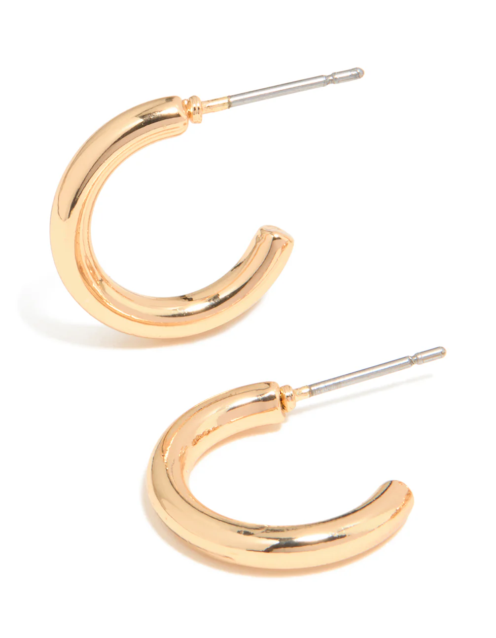 Gold Smooth & Molten Textured Hoop Earrings 2-Pack - Image 2