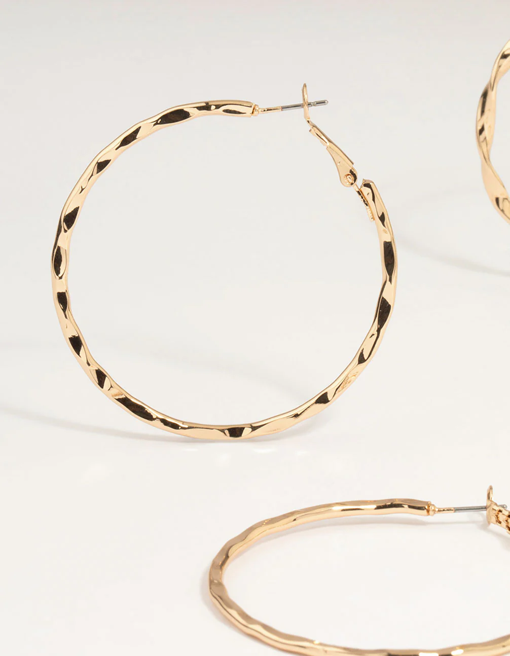 Gold Smooth & Twist Hoop Earrings 3-Pack - Image 2