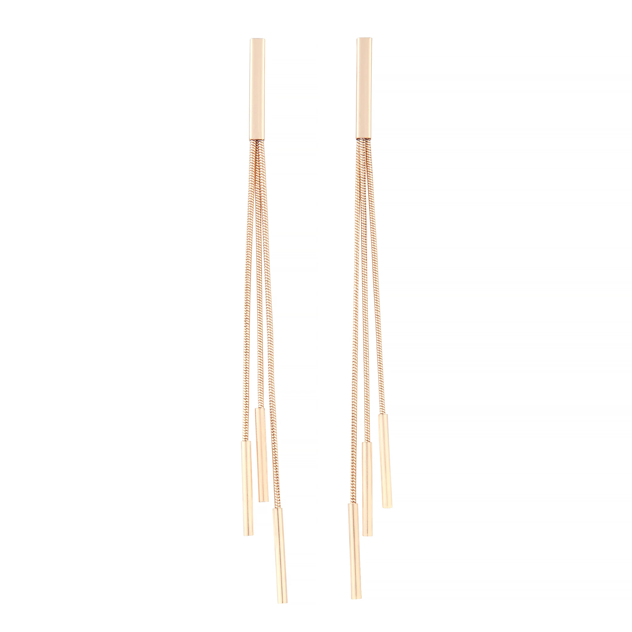Gold Trio Snake Chain Drop Earrings - Image 2