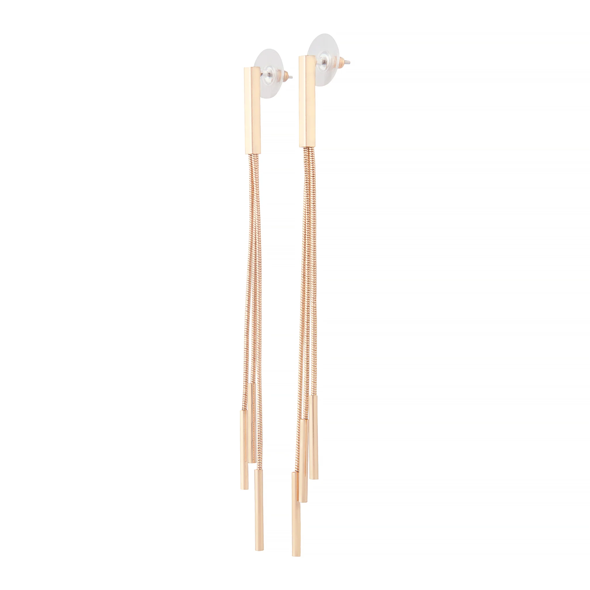 Gold Trio Snake Chain Drop Earrings - Image 3