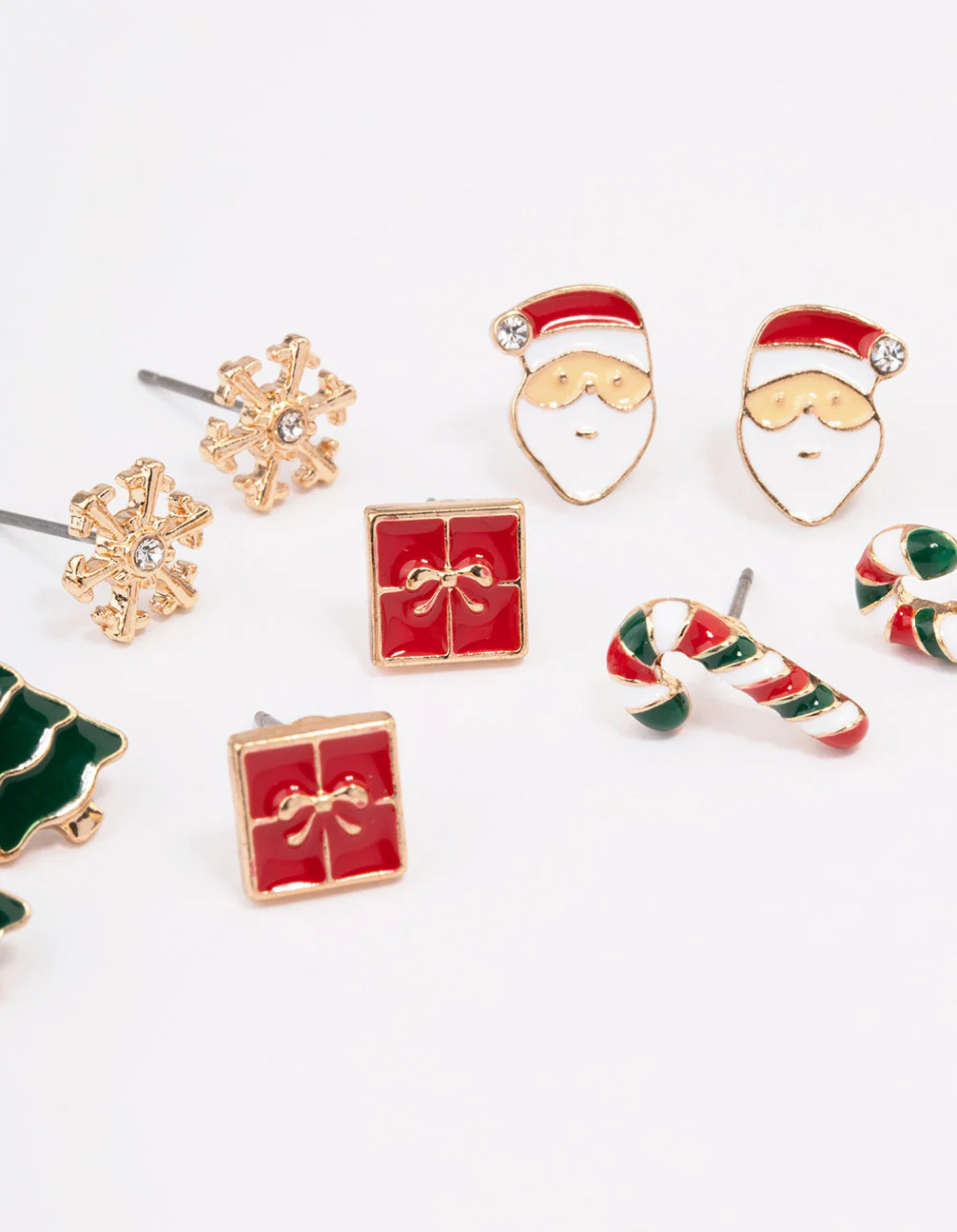 Gold Snowflake & Red Present Earrings 5-Pack - Image 2