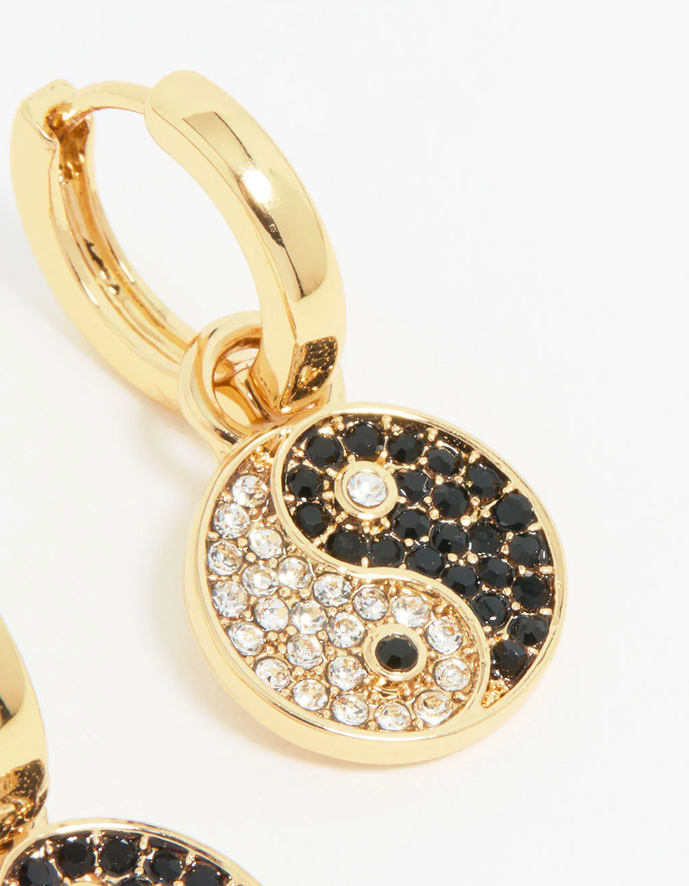 Gold Plated Sparkle Yin Yang Drop Earrings - Image 5