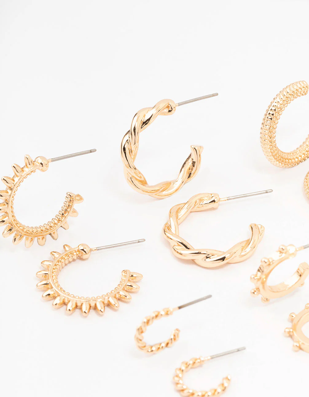 Gold Spike Huggie Earrings 6-Pack - Image 2