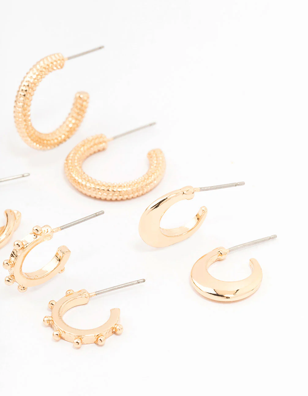 Gold Spike Huggie Earrings 6-Pack - Image 3