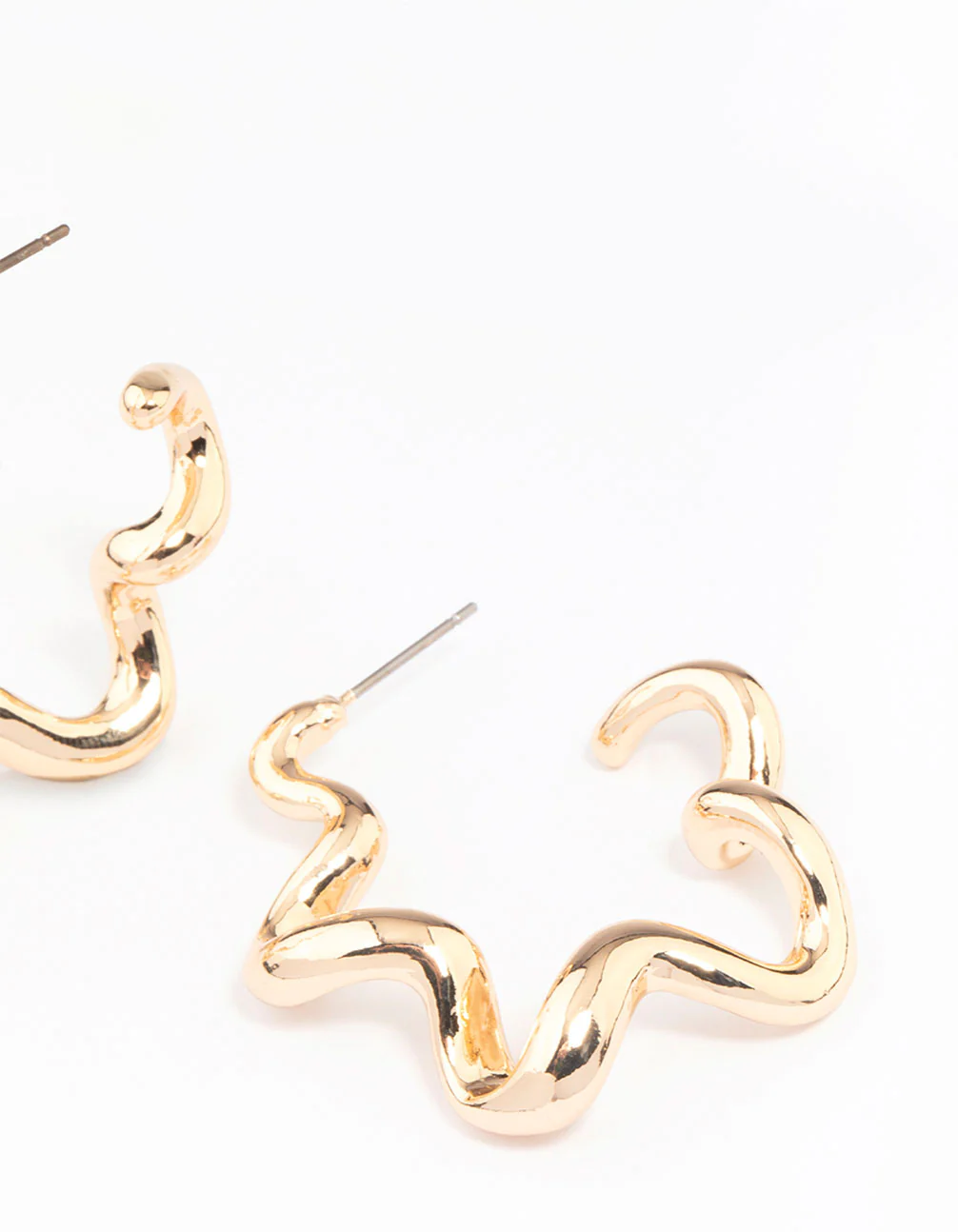 Gold Squiggle Hoop Earrings - Image 2