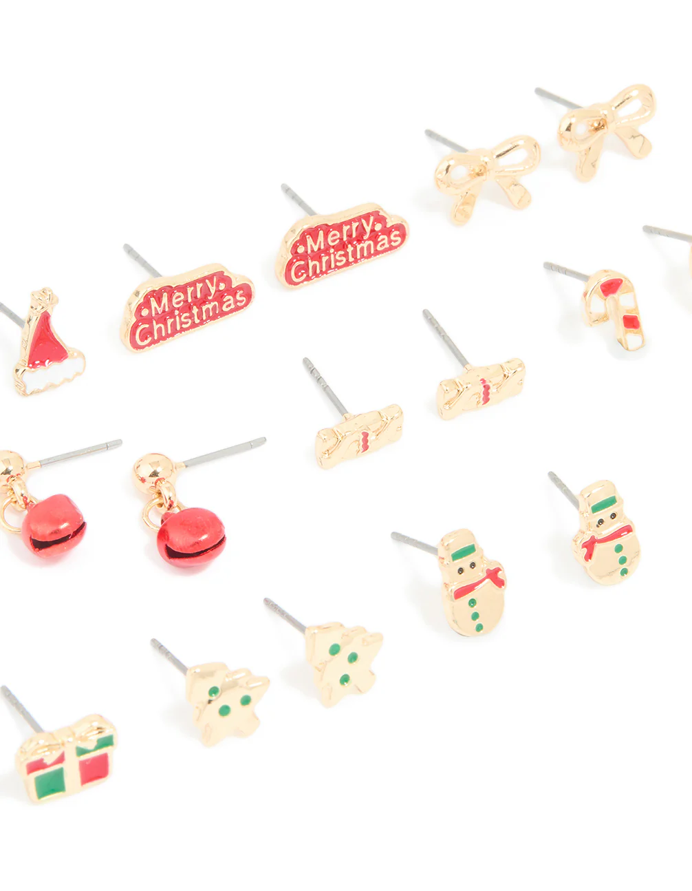 Gold Stamped Bow & Reindeer Earrings 12-Pack - Image 2