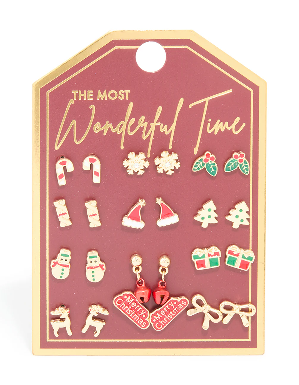 Gold Stamped Bow & Reindeer Earrings 12-Pack - Image 3