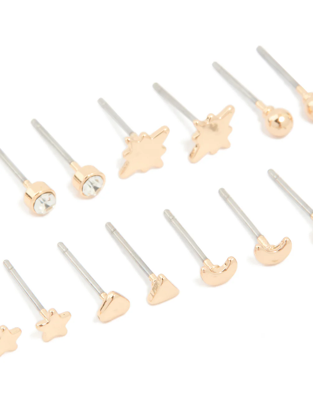 Gold Star & Ball Stud Earrings 7-Pack - Image 2