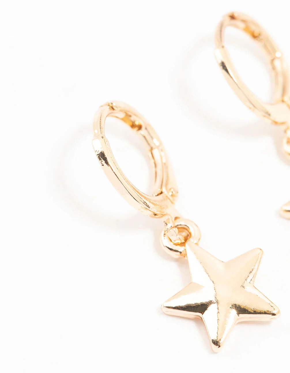 Gold Star Drop Hoop Earrings - Image 4