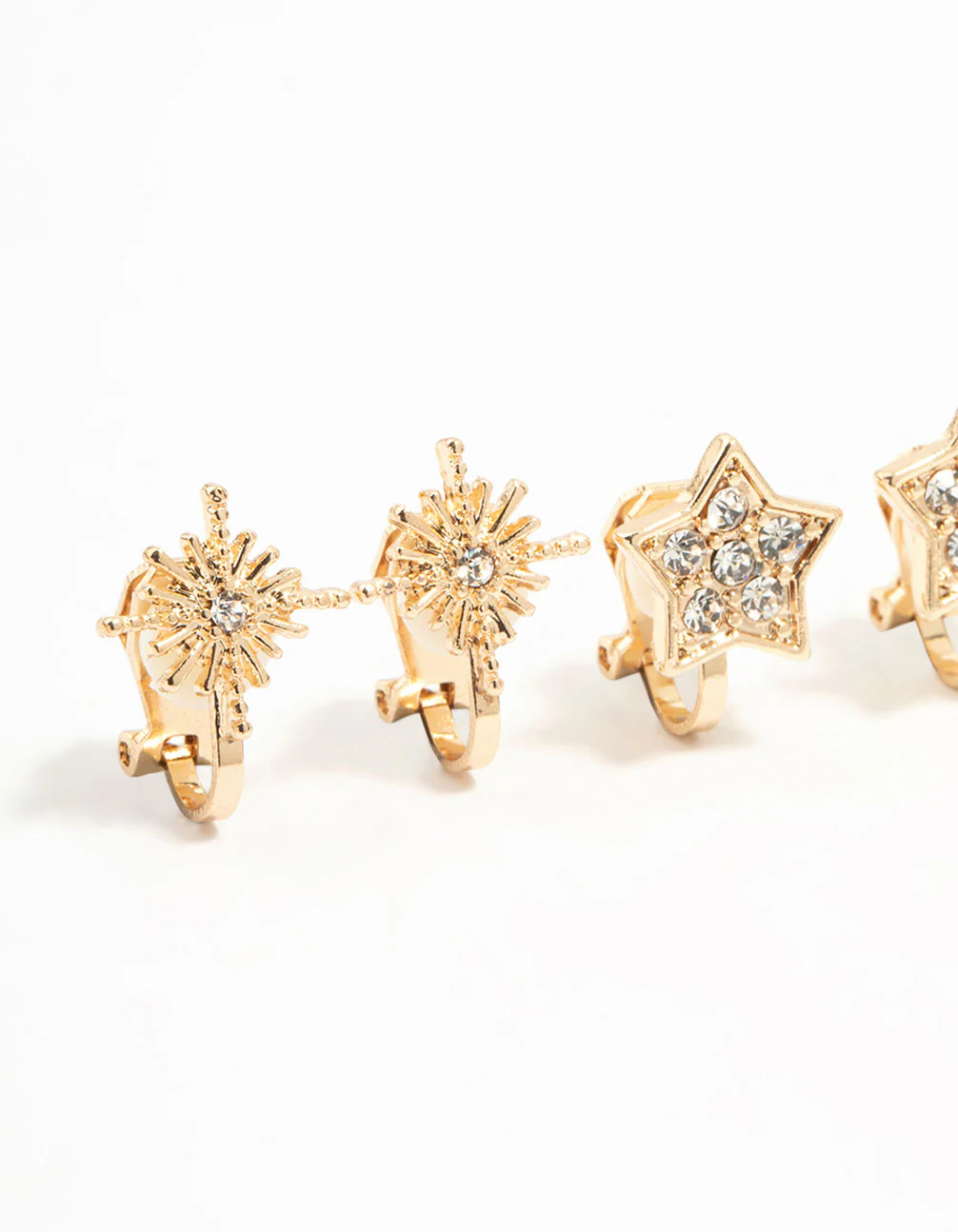 Gold Star & Moon Clip On Earrings 4-Pack - Image 2