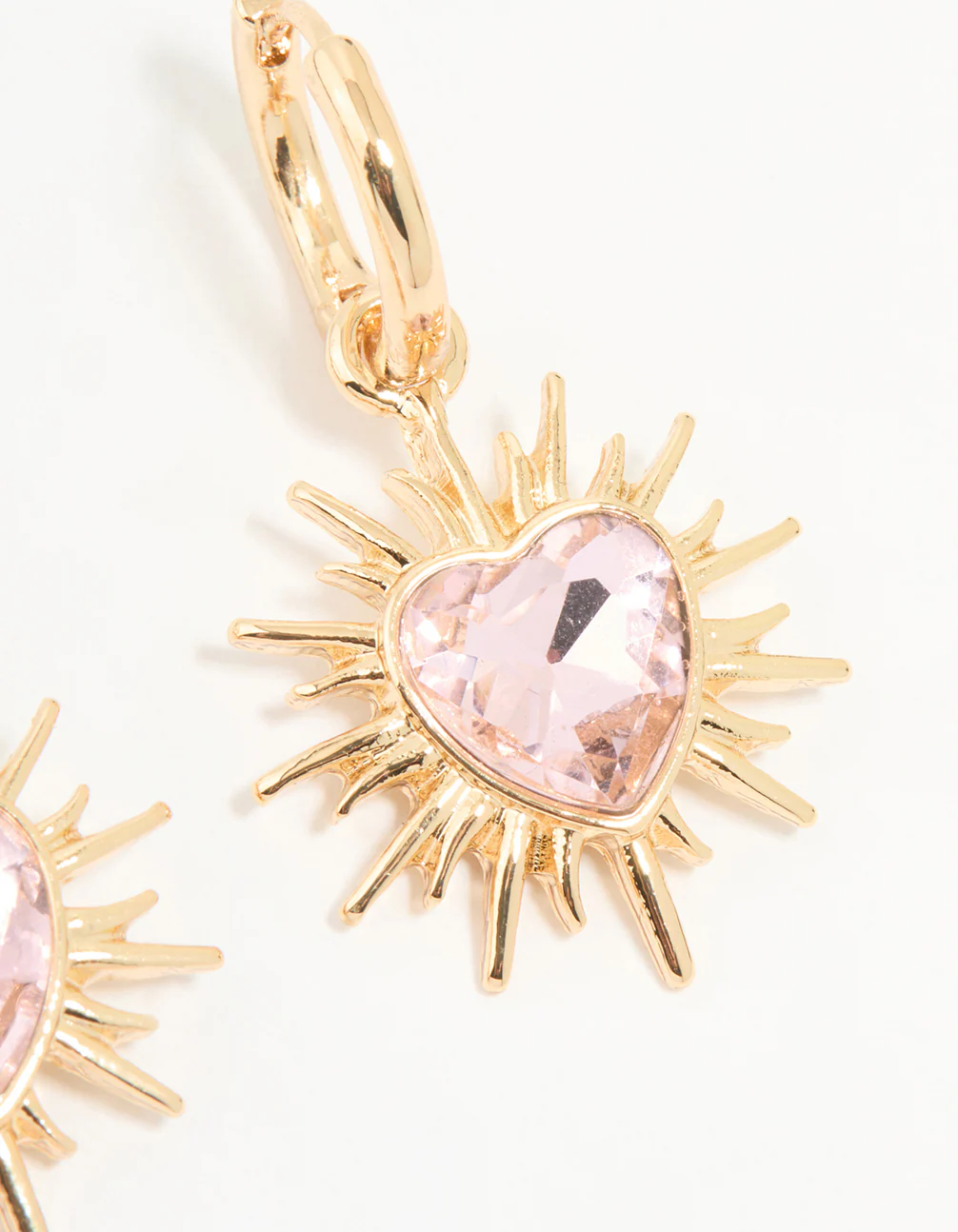 Gold Starburst Heart Huggie Drop Earrings - Image 3