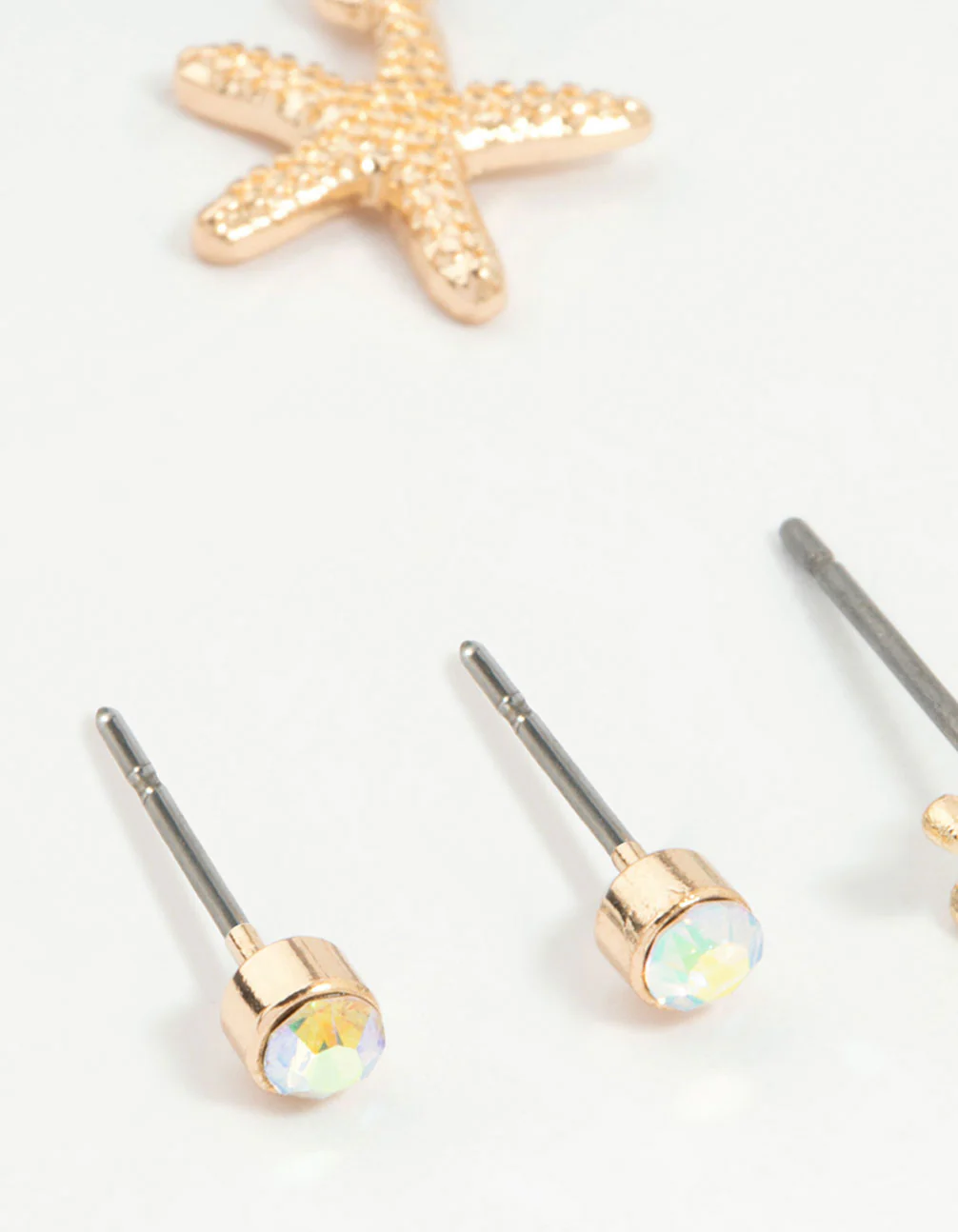 Gold Starfish & Shell Mixed Earrings 6-Pack - Image 2