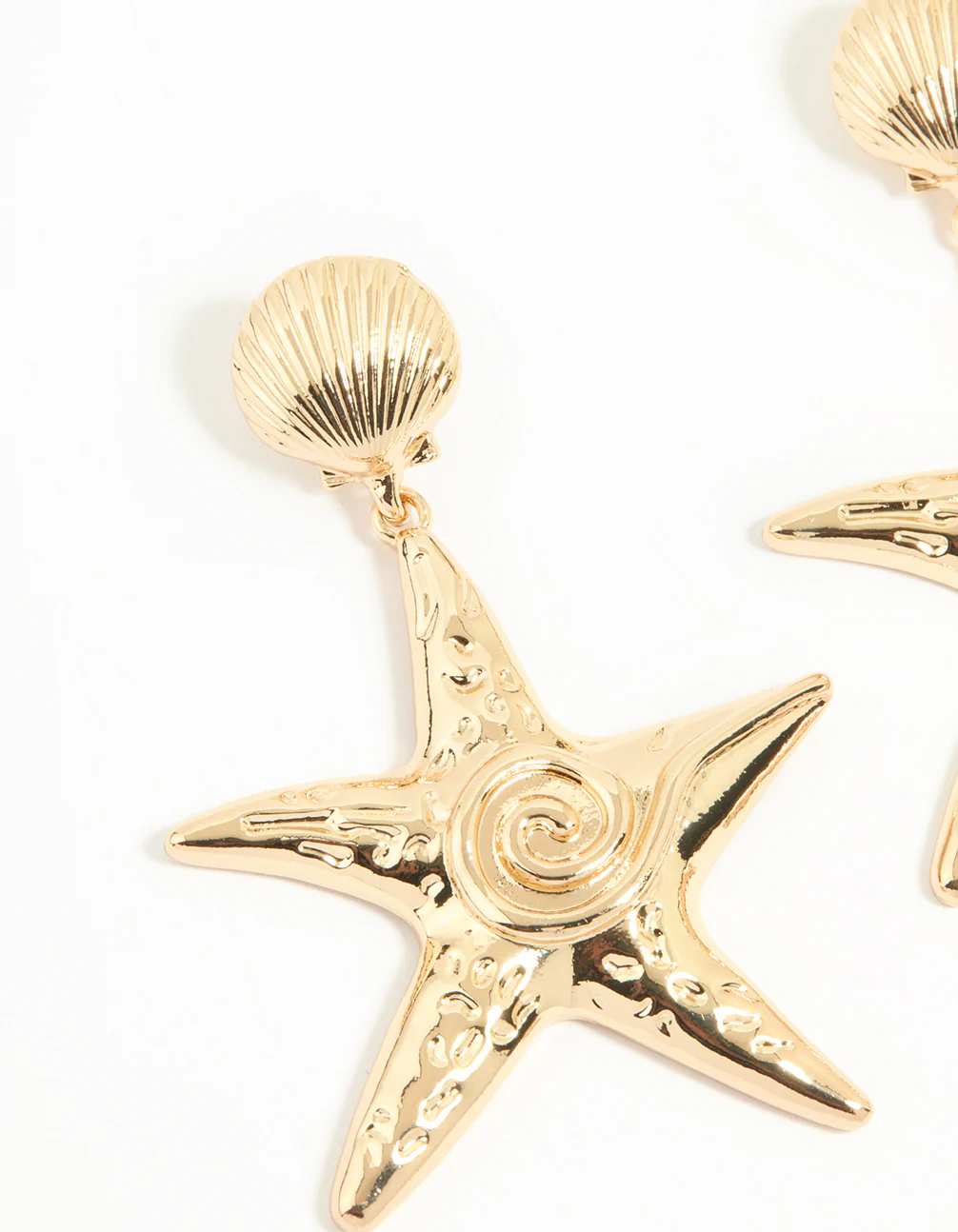 Gold Starfish & Shell Stud Earrings - Image 4