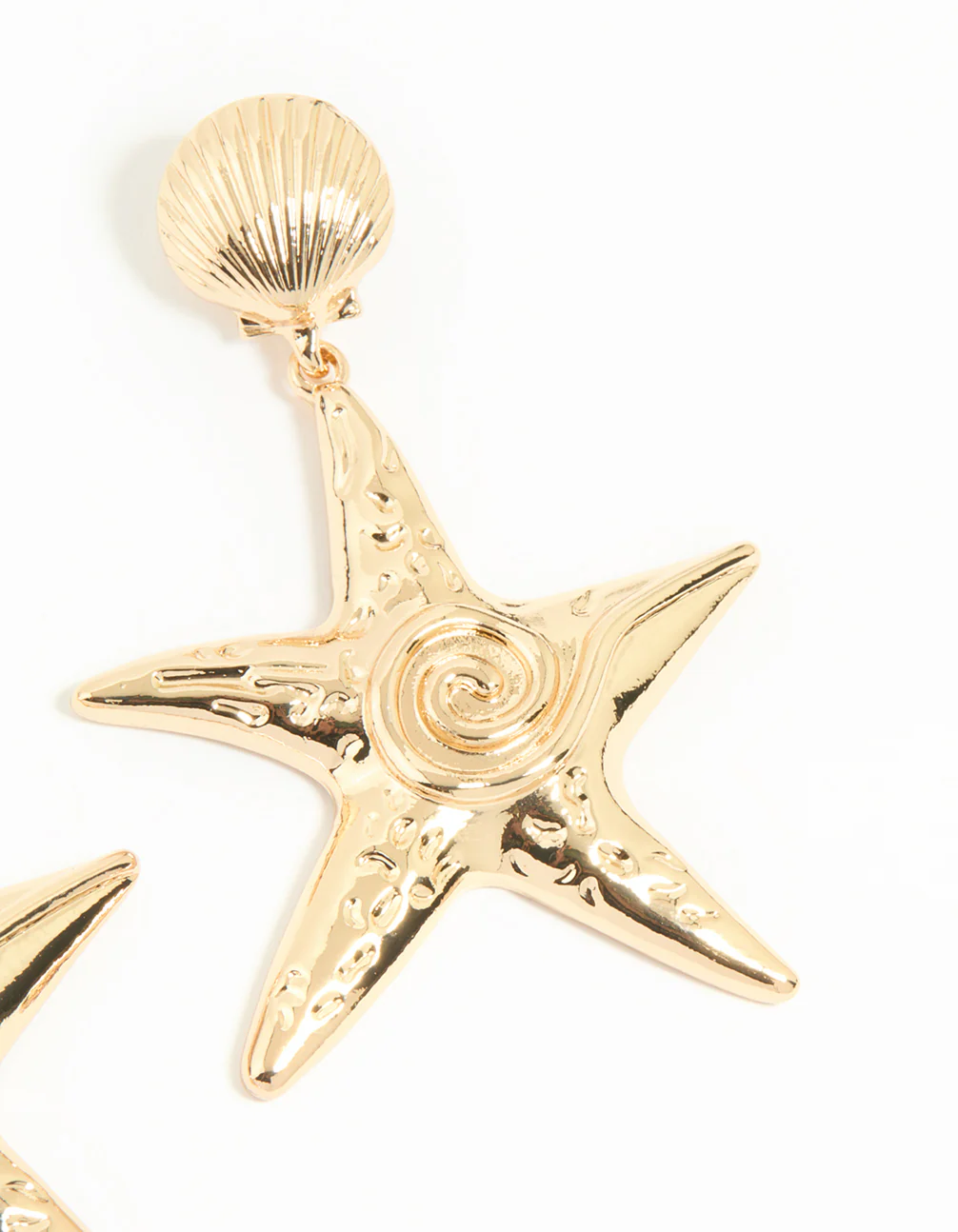 Gold Starfish & Shell Stud Earrings - Image 5