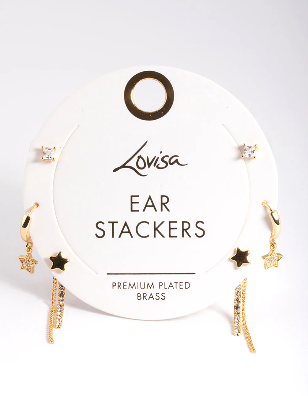 Gold Plated Stars & Chain Earrings 6-Pack - Image 2