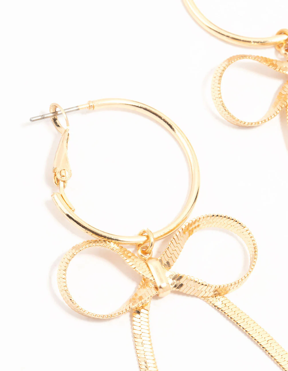 Gold Statement Bow Hoop Drop Earrings - Image 2
