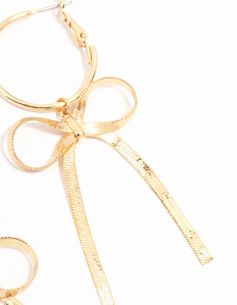 Gold Statement Bow Hoop Drop Earrings - Image 3