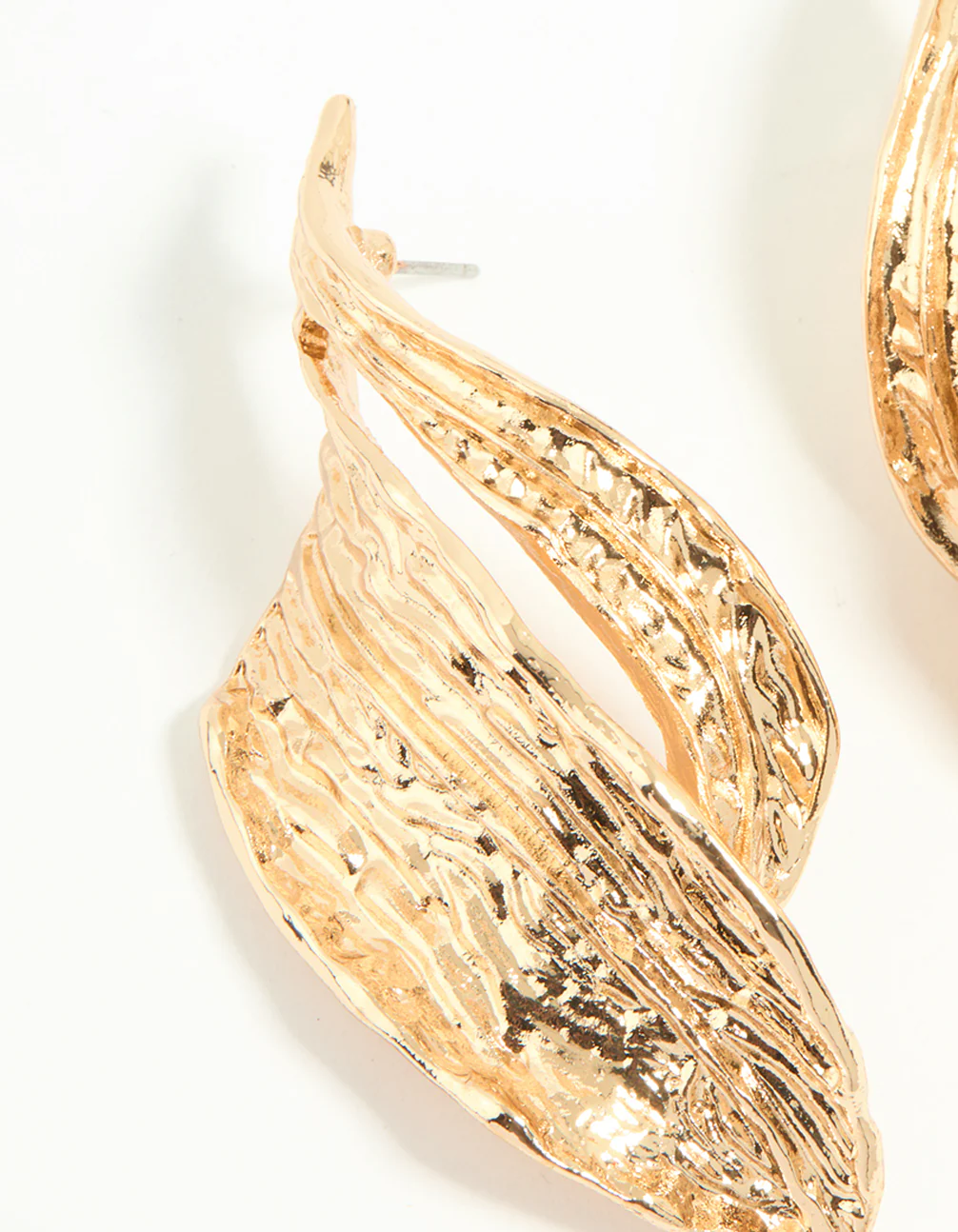 Gold Statement Leaf Stud Earrings - Image 2