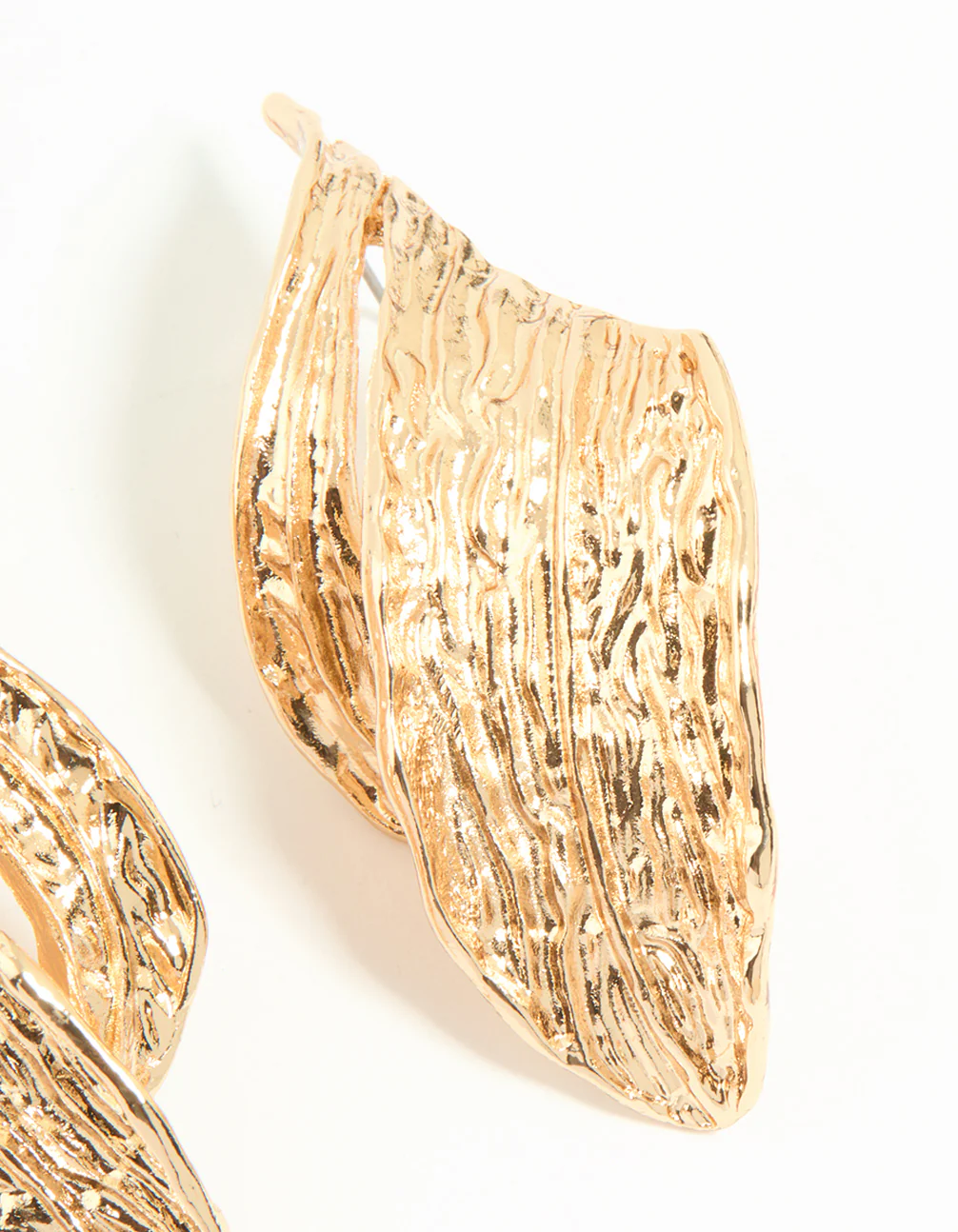 Gold Statement Leaf Stud Earrings - Image 3