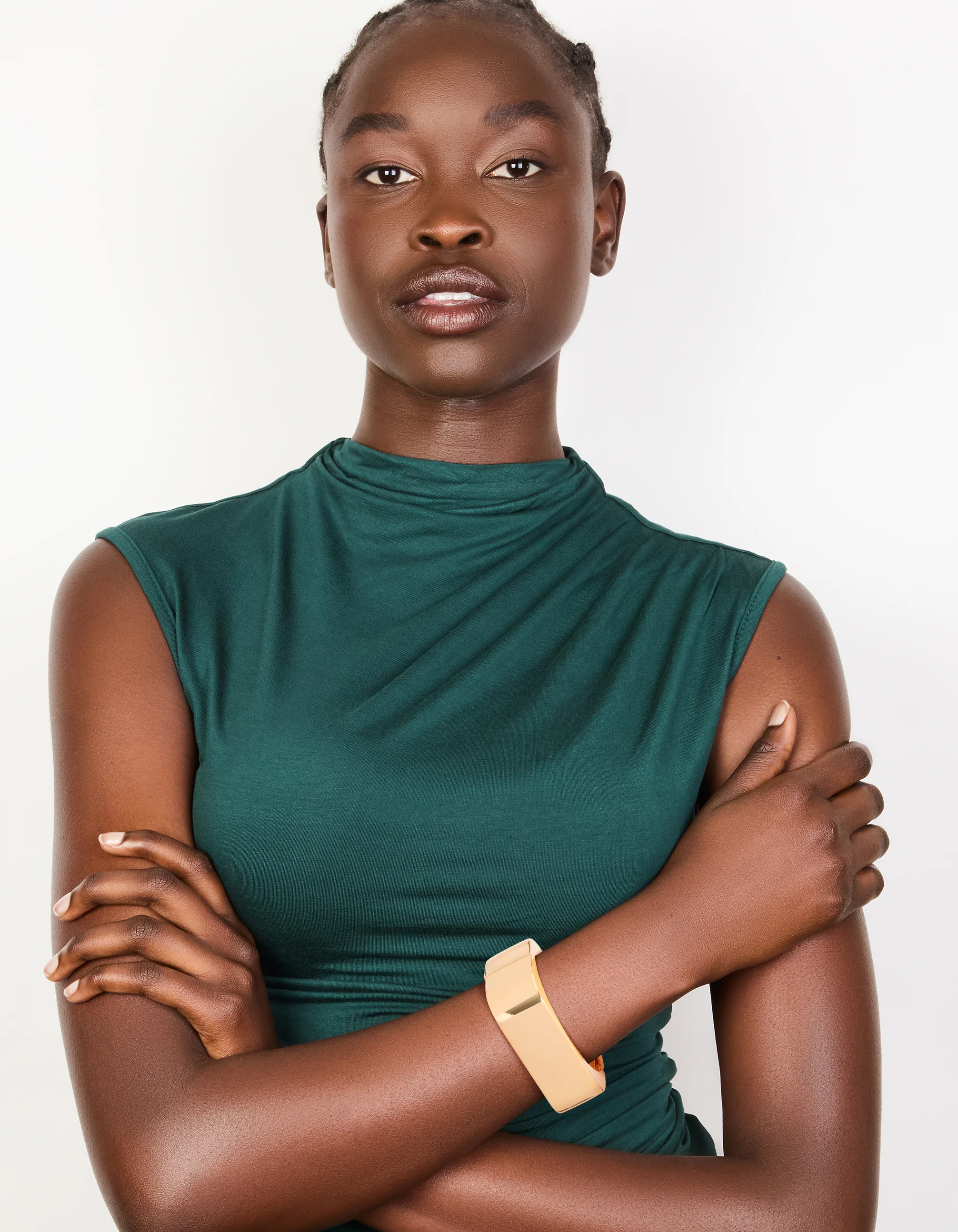 Gold Statement Rectangle Hinged Bangle - Image 3