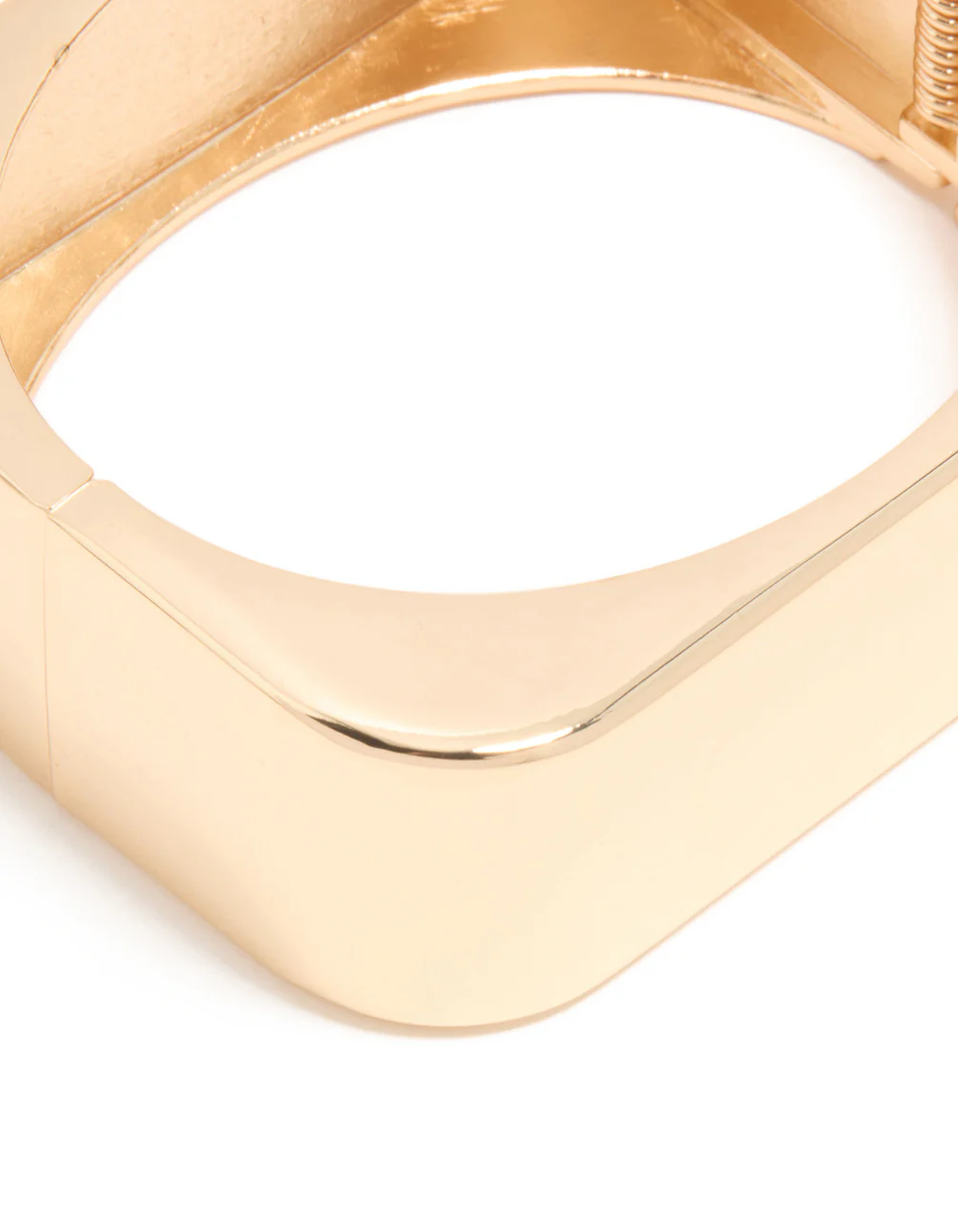 Gold Statement Rectangle Hinged Bangle - Image 4