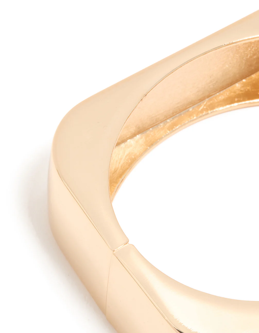 Gold Statement Rectangle Hinged Bangle - Image 5