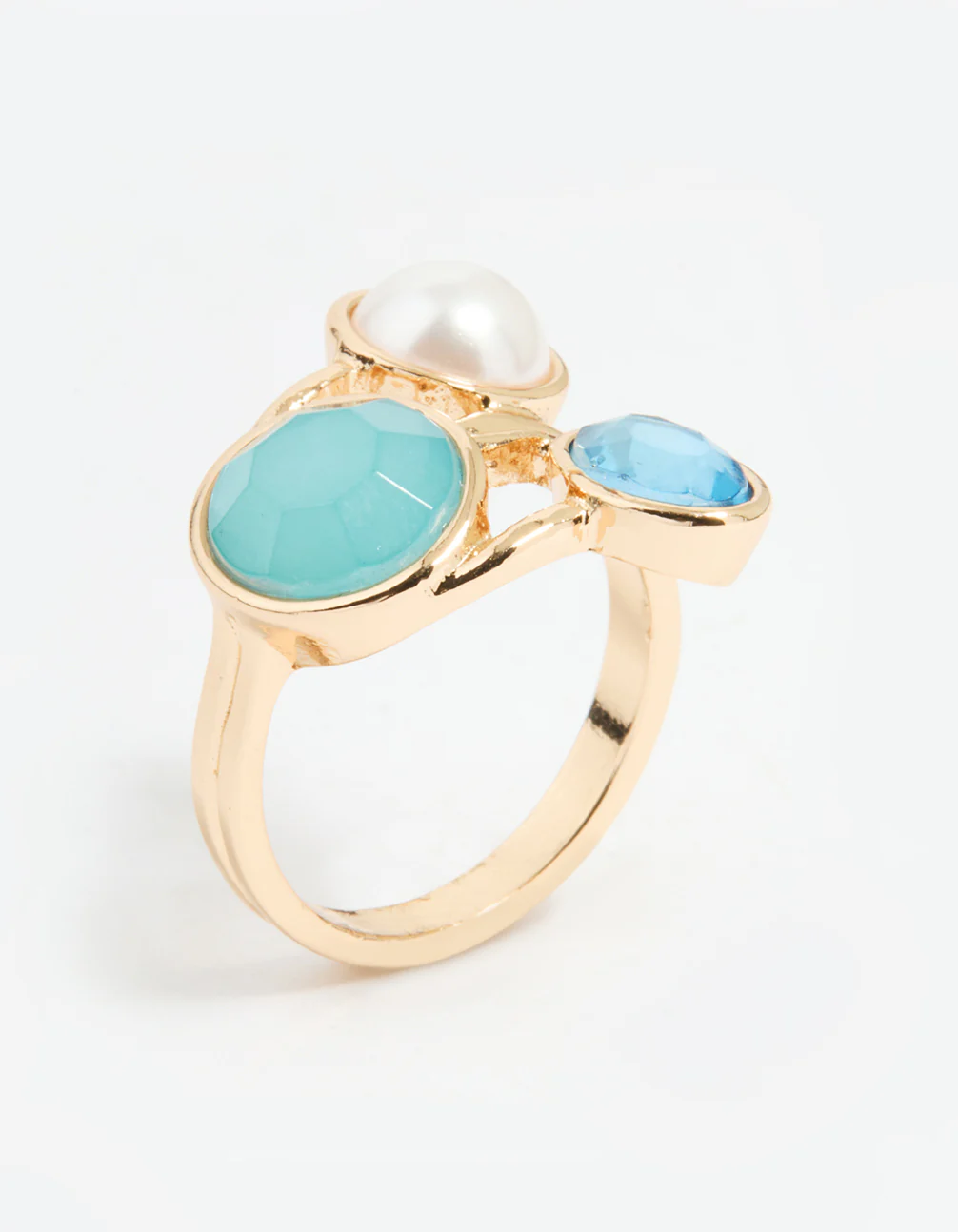 Gold Statement Triple Gem Ring - Image 2