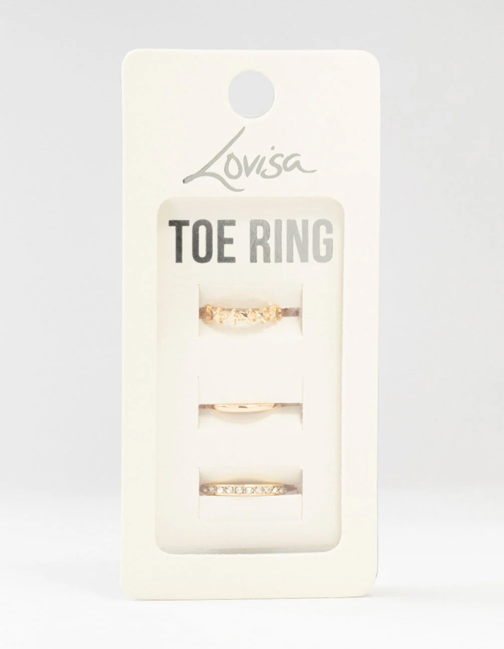Gold Straight & Crystal Toe Rings 3-Pack - Image 3