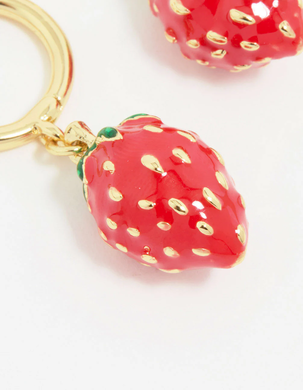 Gold Strawberry Drop Earrings - Image 4