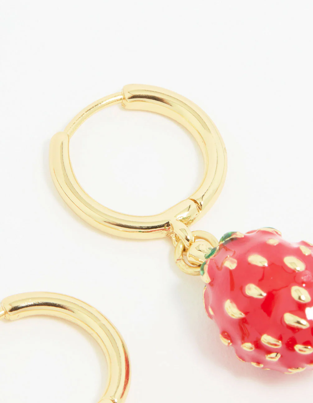 Gold Strawberry Drop Earrings - Image 5