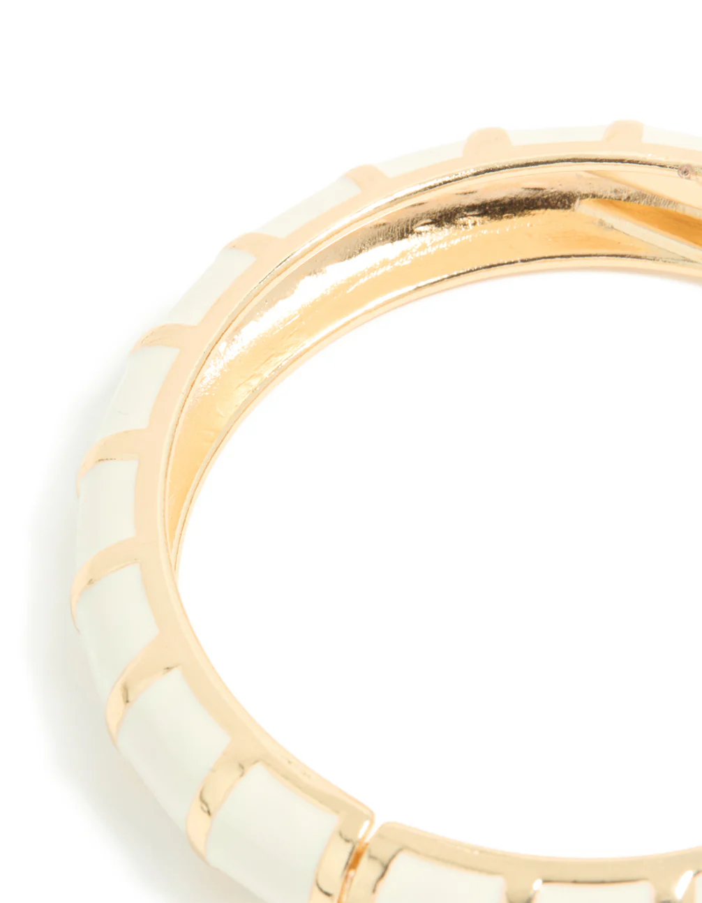 Gold Striped Cream Enamel Bangle - Image 4